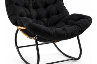 SUNNYNEST Oversized Outdoor Egg Rocking Chair with Cushion Black