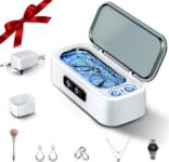 SUNPOW Ultrasonic Cleaner Glasses Dual Frequency Dual Tank for Jewellery & Contact Lenses, 45kHz Sonic Jewellery Cleaner Machine, Deep Cleaning, Quiet for Watches, Rings, Necklaces & Dentures