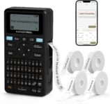 SUPVAN E11 Keyboard & Bluetooth Label Maker Machine with 4 Tapes, Black
