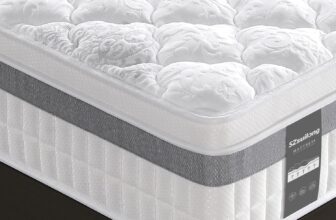 SZsuilong 6ft Super King Mattress, 11 inch Hybrid Super King Size Mattresses Pocket Sprung, 7-Zone Orthpaedic Mattress Medium Firm for Pressure Relief, Vintage Knitted Fabric & Wave Foam(180x200x28cm)