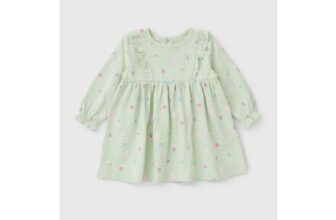 Sage Green Floral Dress (Newborn – 23mths