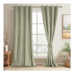 Sage Green Velvet Curtains 90-Inch, Room Darkening, Tiebacks, 2 Panels