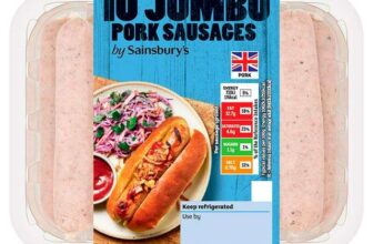 Sainsburys Jumbo Pork Sausages x10 800g – Nectar price