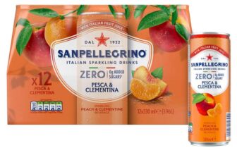 San Pellegrino Italian Sparkling Drinks Zero – Peach & Clementine 12x330ml (£6.80/£7.60 S&S)