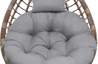 Seat Cushion for Hanging Chair, Waterproof Hanging Chair Cushion, Outdoor Egg Hanging Chair Cushion, Hammock Swing Cushion with Removable Headrest & Ties, Home Garden
