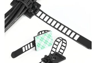 Self-Adhesive Nylon Cable Ties, Adjustable, Reusable, 50-Pack