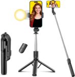 Selfie Stick Tripod with Fill Light,125cm Telescopic Phone Tripod