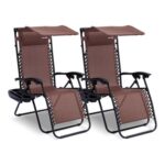 SereneLife Zero-Gravity Lounge Chairs, Adjustable Mesh, Canopy, 2-Pack