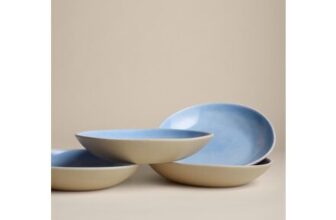 Set of 4 Linen Reactive Picnic Pasta Bowls