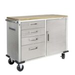 Seville Classics UltraHD Rolling Workbench with 4 Drawers, for Office, Garage, Workshop, 121.9 x 50.8 x 95.2 cm – Granite