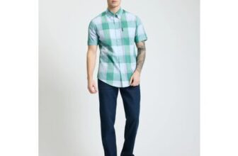 Short Sleeve Multi Colour Overcheck Shirt in Forest