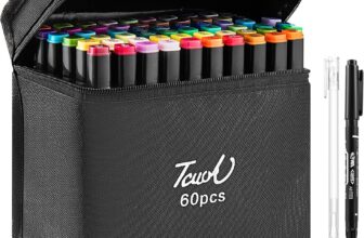 Shoze 60-Color Twin-Tip Permanent Markers – Alcohol-Based Art Set for Drawing, Sketching, Manga, and Doodling (Black)