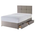 Silentnight 4 Drawer Storage Divan Castello Headboard Sandstone Small Double