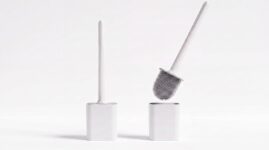 Silicone Toilet Brush and Holder Set, 2 Pack, White Flexible Silicone Bristles for Effective Toilet Cleaning