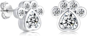 Silver Stud Earrings, 925 Sterling Silver Kitty Paw Girls Earrings