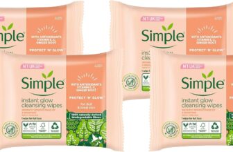 Simple Protect N Glow Instant Glow Biodegradable Wipes dermatologically tested for sensitive skin 20 wipes (Pack of 4)
