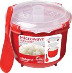 Sistema Microwave Rice Cooker 2.6 L Dishwasher Safe Small Rice Cooker BPA-Free Red