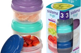 Sistema TO GO Mini Bites Snack Pots 130 ml Stackable Snack Boxes for Kids Travel Food Containers with Lids 3 Count