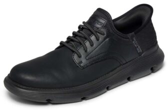 Skechers Garza Gervin Shoes – Black Leather, Sizes 9, 11