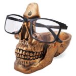 Skull Glasses Holder Stand , Novelty Eyeglass Holder Rack with Storage Tray, Resin Skull Head Statue Sculpture. Sold By VIPbuyUk/FBA