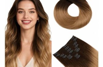 Sleekalon Double Weft Clip-in Hair Extensions, Ombre 4/27, 16in, 8pcs