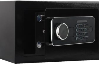 Small Steel Safe Box, Electronic Keypad Lock with Backup Keys, 12 litres, Black for Documents Jewelry Cash, 12.2 X 7.87 X 7.87