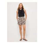 Snake Print Shirred Waist Shorts