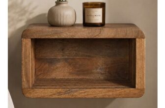 Soba Beige Solid Wood Wall-Mounted Bedside Table