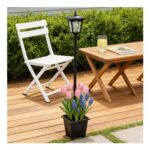 Solar Lamp Post with Planter, 1.5m Outdoor Lights IP44