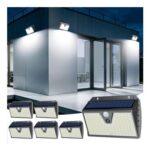 Solar Outdoor Wall Lights, PIR Sensor, IP65, 3 Modes, 6-Pack