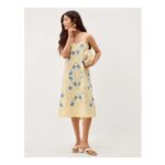Sophie Embroidered Midi Cami Dress Yellow