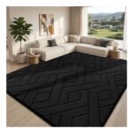 Sour Lemon Rug, Black Shaggy, Living Room 160x230cm