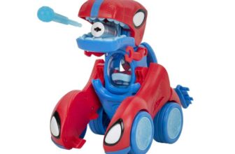Spidey and his Amazing Friends MARVEL Spidey-Rex Racer – 8-Inch Vehicle with Sounds that Transforms from Vehicle Into Dinosaur