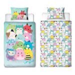 Squishmallows Licensed Flash Duvet Cover Set, Reversible, Pillowcase, Polycotton