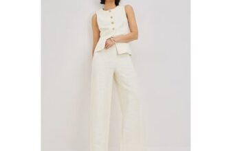 Stone Boucle Wide Leg Trousers