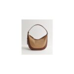 Stone Woven Faux Leather Shoulder Bag