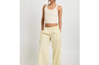 Stripe Cotton Low Rise Wide Leg Trouser