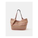 Stripe Raffia Tote Bag