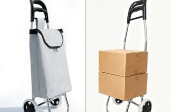 Strong Bird Folding Shopping Trolley Large Capacity, Heavy-Duty Grocery Cart with Ergonomic Handle, Grey