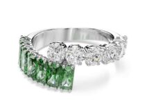 Swarovski Matrix Collection Ring, Mixed cuts, Green, Rhodium plated