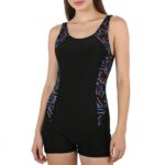 Swimming Costume Women One Piece Boyleg Swimsuit Ladies Black Sports Swimming Suits Tummy Control Swimwear with Shorts