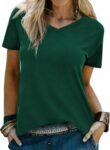 T Shirts for Women V Neck Short Sleeve Lightweight Soft Cotton Tops Curved Hem Casual Fashion Tee Shirt for Summer Daily Wear UK
