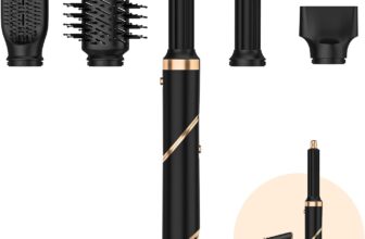 TANSHINE Foldable 5 in 1 Auto Wrap Hair Styler Brush Foldable rotating handle, 1000W, dual voltage 100-240V, 3 temps 50/80/105C, 5 heads, ionic, UK plug