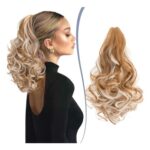 TESS Claw-on Ponytail Extension, Matte, 14in/37cm, Curly Wavy, Clip-In