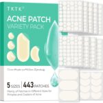 TKTK 443 Count Pimple Patches for Face, Hydrocolloid Spot Stickers, 5 Sizes