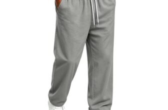 TOFOTL Baggy Joggers, Drawstring Waist, Mens Gray 4XL