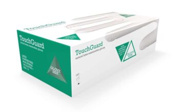 TOUCHGUARD Natural Latex Disposable Gloves, Powder Free Box of 100, Small