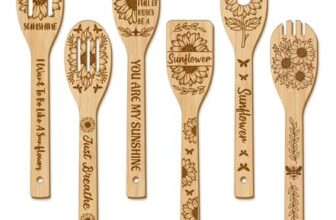 TWINKLEMON 6-Piece Sunflower Wooden Kitchen Utensil Set