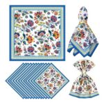 TWINKLEMON Blue Paisley Floral Dinner Napkins Set of 12 50.8×50.8cm