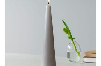 Tall Cone Candle (25cm) – Light Grey